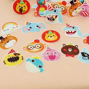 Detailed view of colorful cartoon animal paper blowouts for children's birthday party