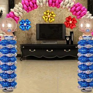 Decorative aluminum foil balloon arch with heart and clover shapes for party events