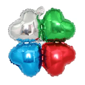 Four-leaf clover heart foil balloons in silver green blue red for party decor
