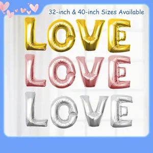 Large LOVE Letter Aluminum Foil Balloon Gold Silver Rose Gold Metallic Mylar Balloon For Valentine's Day Wedding Party Birthday Decoration
