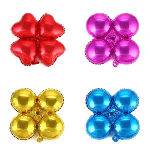 Four-leaf clover heart-shaped foil balloons in four colors for party decor