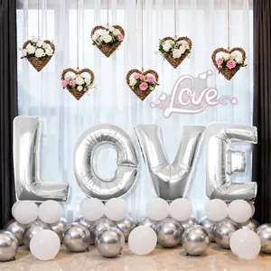 40 inch large silver LOVE foil balloons decoration set for wedding and Valentine