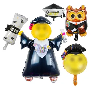 Graduation Party Decoration Aluminum Foil Balloon Smiley Doctor Owl Diploma Scroll Hat Balloons For Class Reunion Supplies