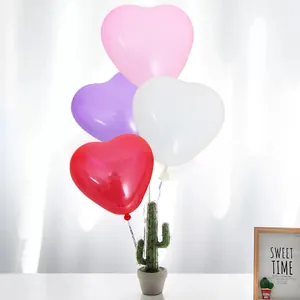 Set of 12-inch heart-shaped latex balloons in assorted colors for romantic decorations.