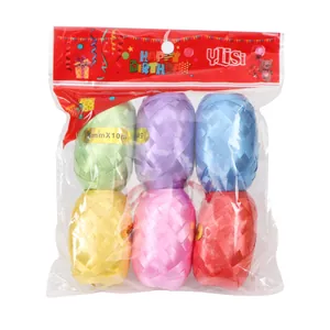 Set of 6 rolls colorful laser ribbons for birthday party balloon decoration and gift wrapping