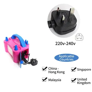 Inflador eléctrico de globos con boquilla doble y enchufe UK 220V-240V para fiestas