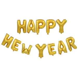 Dekorative goldene 16-Zoll-Folienbuchstabenballons mit dem Schriftzug Happy New Year