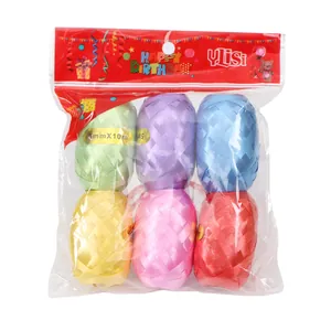 Set of 6 vibrant 5mm x 10m colorful balloon ribbons for birthday party and gift decorations