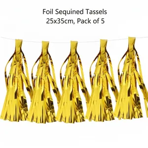 Metallic gold foil tinsel tassels hanging decoration for birthday parties and weddings