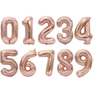 Set de globos de papel de aluminio con números 0-9 oro rosa para bodas y fiestas