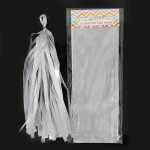 35cm silver DIY tissue paper tassel garland for birthday and wedding party décor