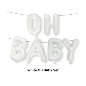 White OH BABY aluminum foil balloon letter set for baby shower party decoration