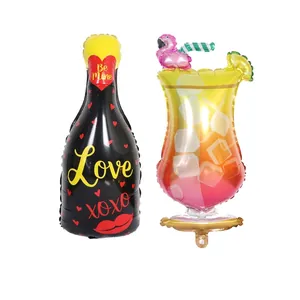 Love Wine Bottle Flamingo Cocktail Glass Aluminum Foil Balloons For Valentine's Day Wedding Birthday Party Decorations Party Props Supplies