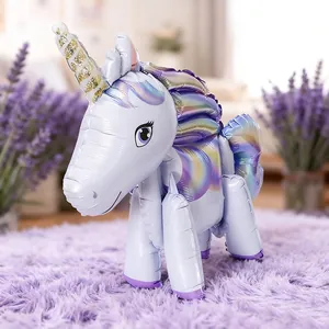 3D standing rainbow unicorn foil balloon toy for kids birthday party decorations