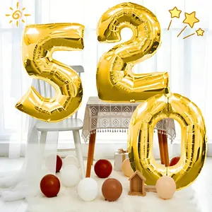 Premium 40-inch metallic gold foil number 520 balloons for birthday and wedding decor
