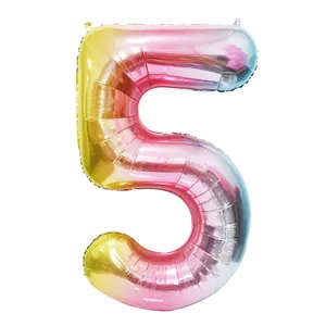 Vibrant 40-inch rainbow gradient number 5 foil balloon for birthday party decorations.