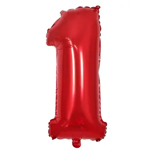 Globo de papel de aluminio rojo número 1 para decoración de fiestas y aniversarios