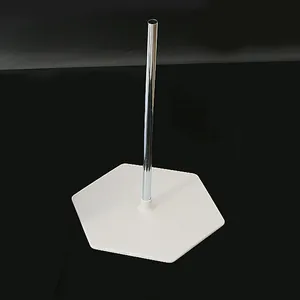 Detailed view of water-fillable hexagonal balloon arch stand base with chrome pole