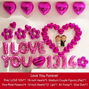 Complete roze hart- en letterballon decoratieset voor romantische aanzoeken