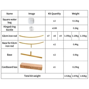 Detailed component list and weight specifications for circular balloon arch kit
