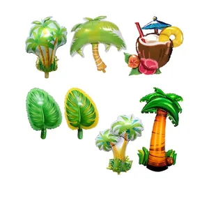 Tropical Palm Tree Coconut Tree Monstera Leaf Aluminum Foil Balloon For Hawaiian Birthday Party Decoration Beach Supplies