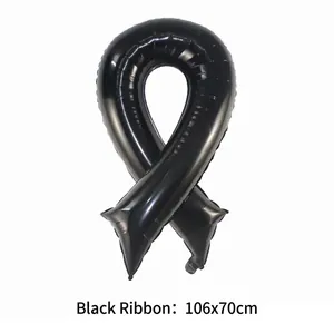 Black ribbon-shaped foil balloon for health awareness themed party decorations