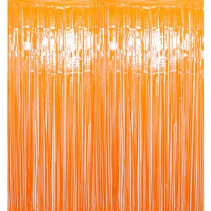 Cortina de flecos de papel naranja brillante para decoración de fondos de Halloween