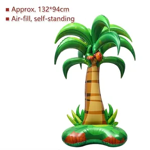 Detailed view of large 4D inflatable palm tree balloon for tropical themed party decor