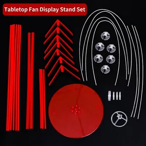 Comprehensive detail of the balloon stand kit components featuring red base and white rods