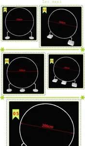 Comparison of round balloon arch stands in 150cm, 180cm, and 200cm sizes