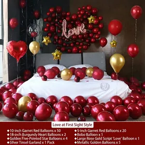 Romantische rode en gouden trouwballon decoratieset met hartvormige ballonnen