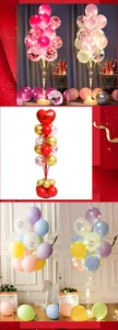 Set of colorful balloon stands with LED lights for birthday and wedding party decorations.