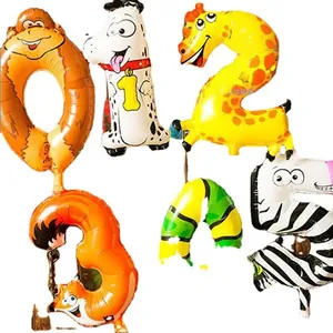 Ballons chiffres en aluminium en forme d'animaux de 16 pouces pour fêtes d'enfants