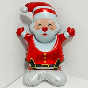 Grand ballon en aluminium Père Noël debout pour décoration de fête de Noël festive