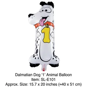 Ballon chiffre 1 en aluminium thème dalmatien pour décoration fête d'anniversaire