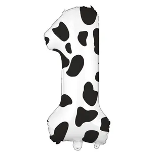 Grand ballon chiffre 1 de 40 pouces motif vache pour décoration de premier anniversaire