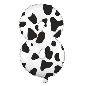 Grand ballon chiffre 8 en aluminium motif vache 40 pouces pour décoration fête d'anniversaire