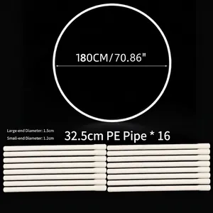 180cm circular balloon arch stand made of 16 white PE tubes for party decor