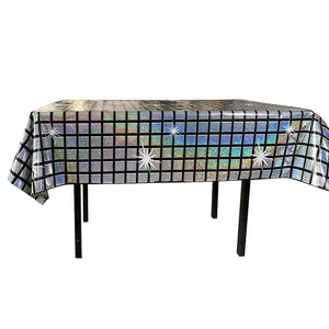 Holographic laser disco grid tablecloth for Christmas party and disco club decor