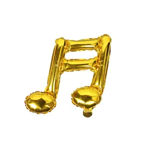 Shiny golden double music note foil balloon for disco and Christmas party decorations