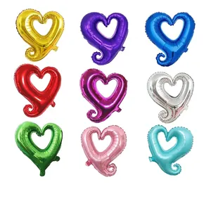 18 Inch Heart Shaped Hook Aluminum Foil Balloon Metallic Mylar Balloons For Wedding Valentine's Day Party Decor