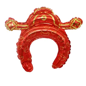Festlicher roter und goldener Gott des Reichtums Folienballon-Stirnband für Neujahr