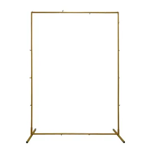 Professional golden rectangular metal wedding backdrop arch frame for elegant event decorations