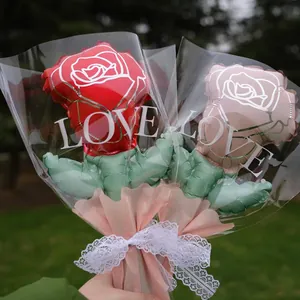 Romantic red and pink rose foil balloon bouquet for Valentine's and Mother's Day gifting.