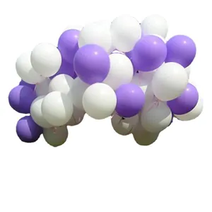 Purple and white pearl latex balloons cluster for wedding and party decorations.