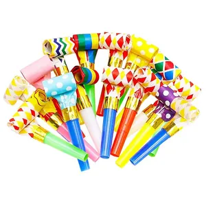 Assorted colorful 6cm paper party blowouts for children birthday party celebration