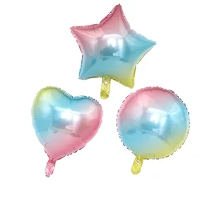Globo de Película de Aluminio con Degradado de Arcoíris 18 Pulgadas Corazón Estrella Redondo Decoración Cumpleaños Boda Fiesta