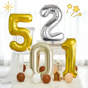 Ballons chiffres géants 32 pouces or et argent pour décoration d'anniversaire et fête