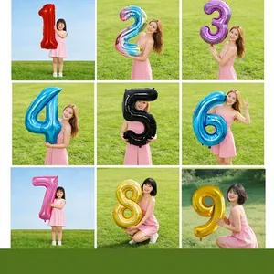 Ballons chiffres géants de 32 pouces en couleurs variées pour fête d'anniversaire