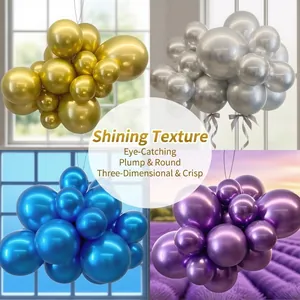 Metallische Latex-Ballon-Cluster in Gold Silber Blau und Violett für Party-Dekorationen